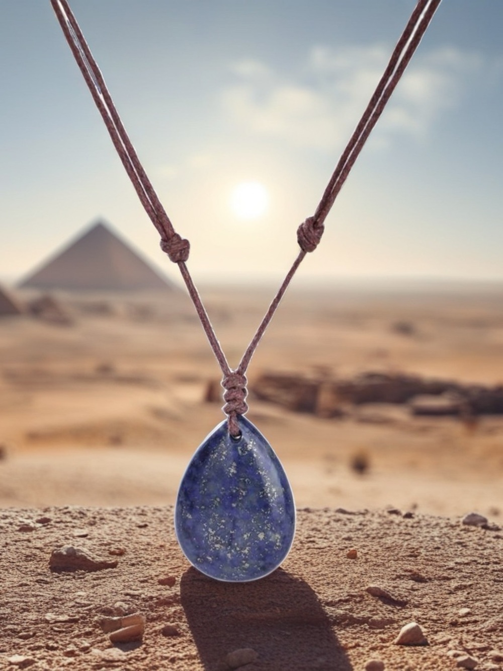 Natural Handmade Blue Lapis Lazuli Teardrop Pendant Necklace NEW